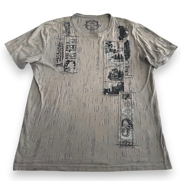 Grunge American Rag Cie Men’s Distressed T-Shirt — Light Green (Size XL) - Picture 1 of 7
